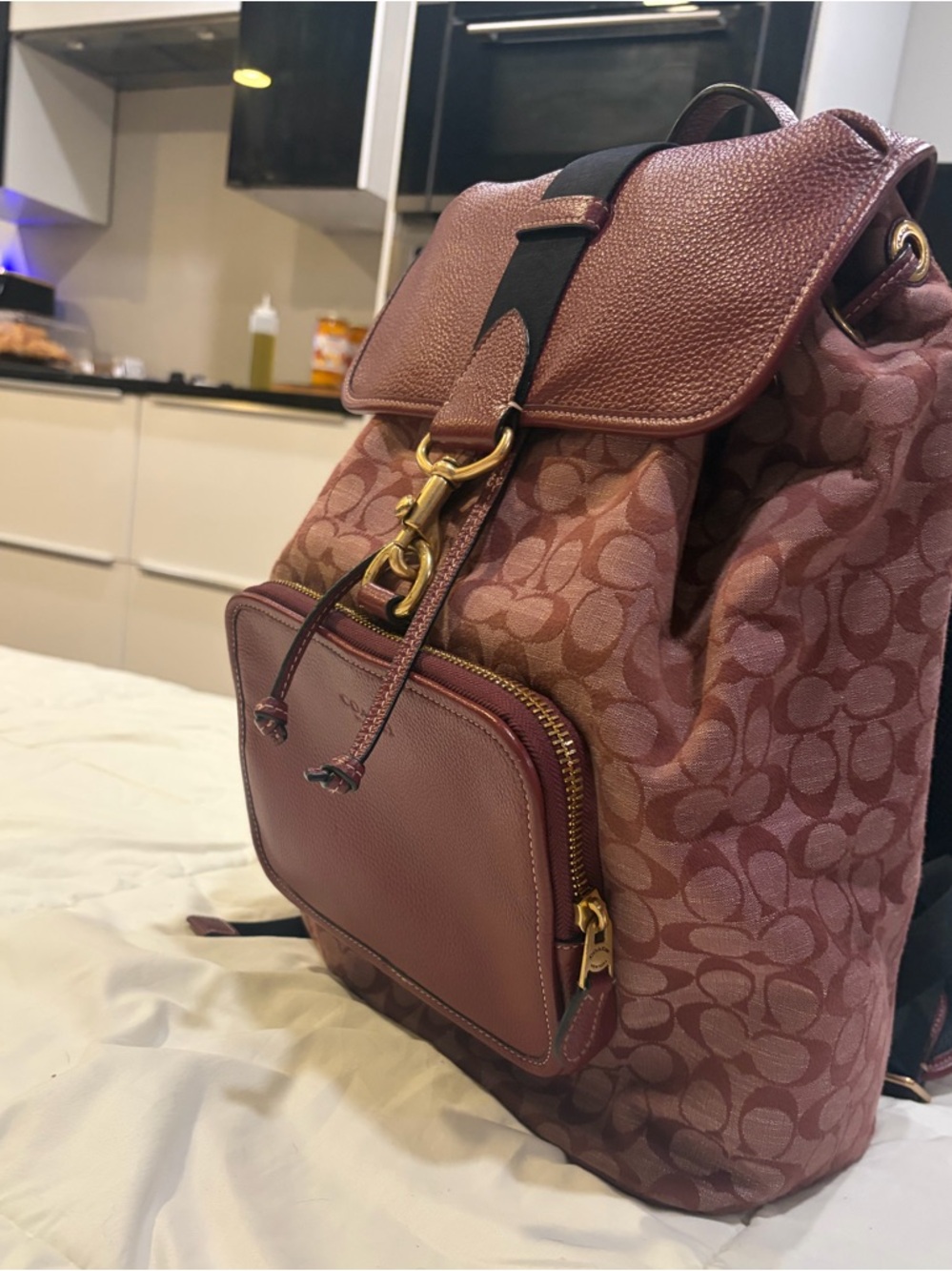Coach Outlet Signature Canvas & Leather Backpack in Red - Picture 6 of 8